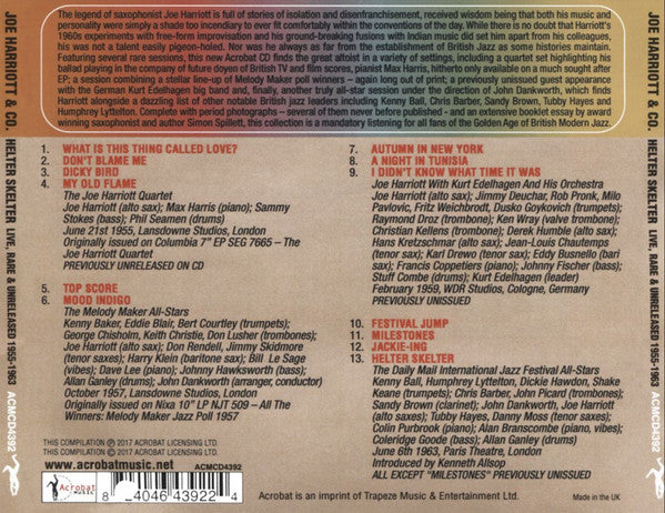 Joe Harriott & Co Feat. John Dankworth & Tubby Hayes : Helter Skelter (CD, Comp)