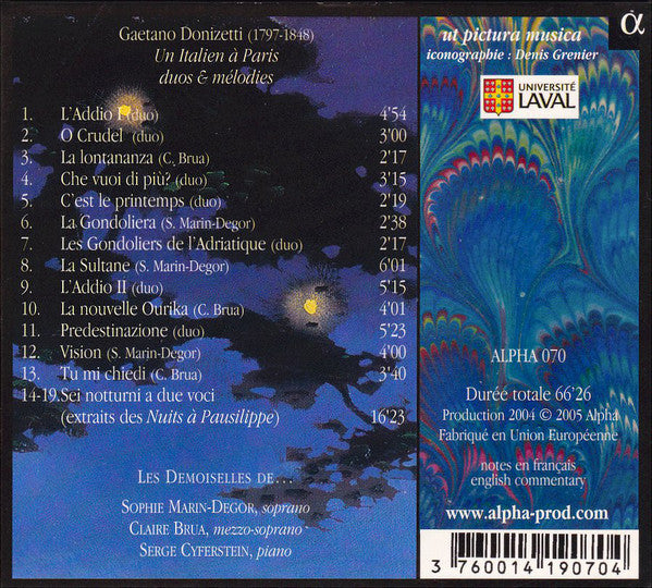 Gaetano Donizetti - Les Demoiselles De ... : Un Italien À Paris - Duos & Mélodies (CD, Album)