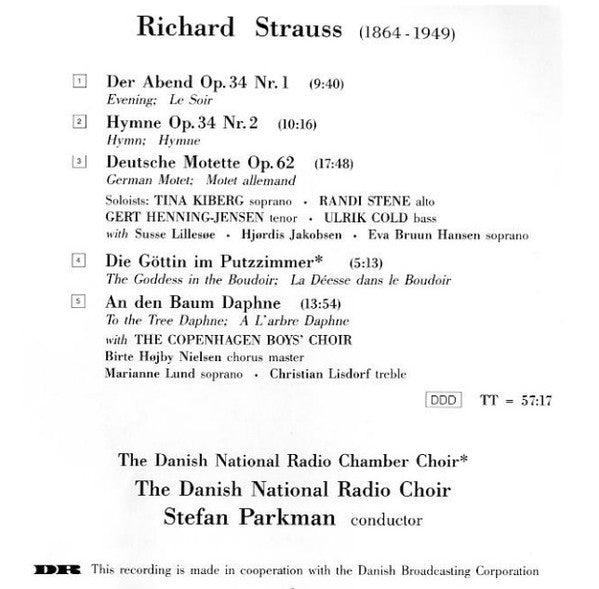 Richard Strauss, Radiokoret, Stefan Parkman : A Capella Works (CD)