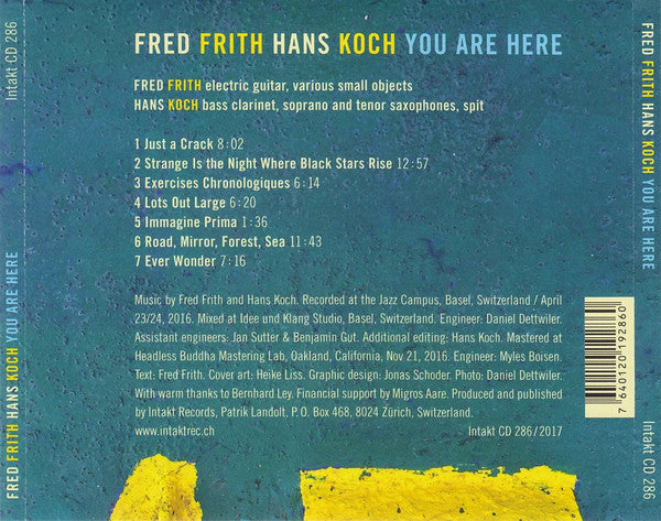 Fred Frith • Hans Koch : You Are Here (CD, Album)