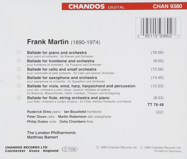 Frank Martin (3), London Philharmonic Orchestra, Matthias Bamert : Ballades For Piano, Trombone, Viola, Cello, Saxophone & Flute (CD, Album)