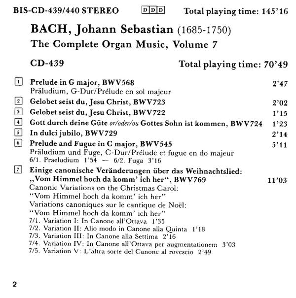 Johann Sebastian Bach / Hans Fagius : Preludes And Fugues / Toccatas And Fugues / Pièce D'Orgue / Fugues / Canonische Veränderungen (2xCD)