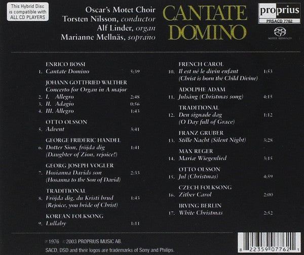 Oscars Motettkör, Torsten Nilsson, Alf Linder, Marianne Mellnäs : Cantate Domino (SACD, Hybrid, RM)
