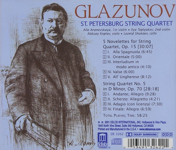 St. Petersburg String Quartet - Alexander Glazunov : 5 Novelettes • Quartet No. 5 (CD, Album)