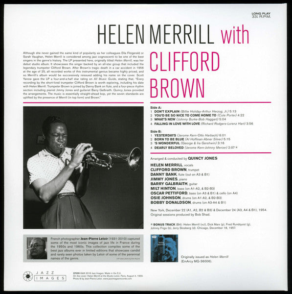 Helen Merrill, Clifford Brown : Helen Merrill With Clifford Brown (LP, Album, Dlx, Ltd, RE, 180)