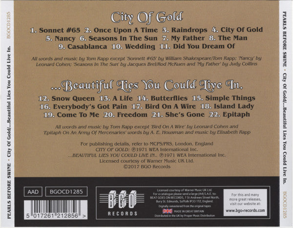 Tom Rapp, Pearls Before Swine : City Of Gold / ...Beautiful Lies You Could Live In. (CD, Comp, RM)