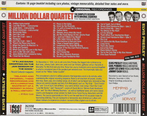 The Million Dollar Quartet : Million Dollar Quartet - The Complete Session In Its Original Sequence (CD, Album, RE, RM)
