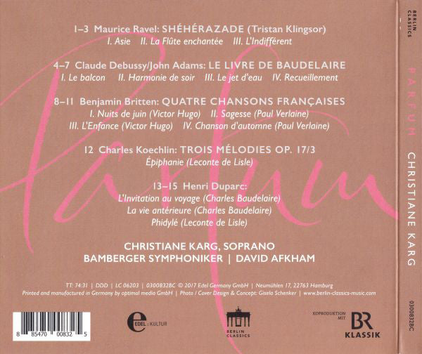 Christiane Karg, David Afkham, Bamberger Symphoniker : Parfum (CD, Album)