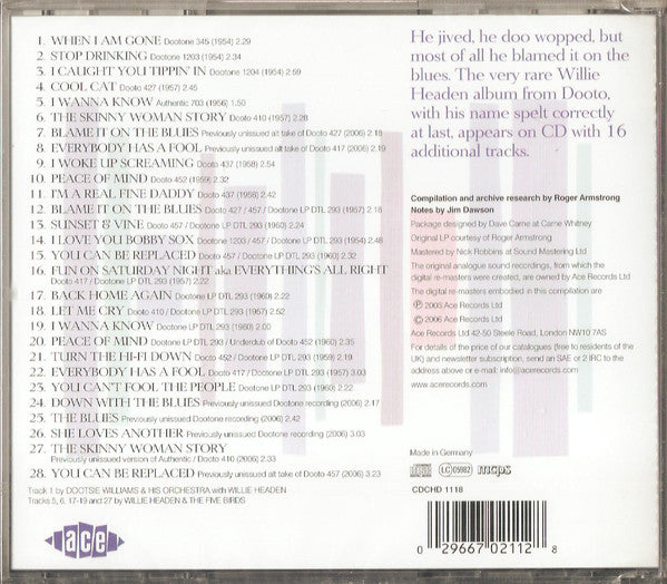 Willie Headen : Blame It On The Blues (CD, Comp, RM)
