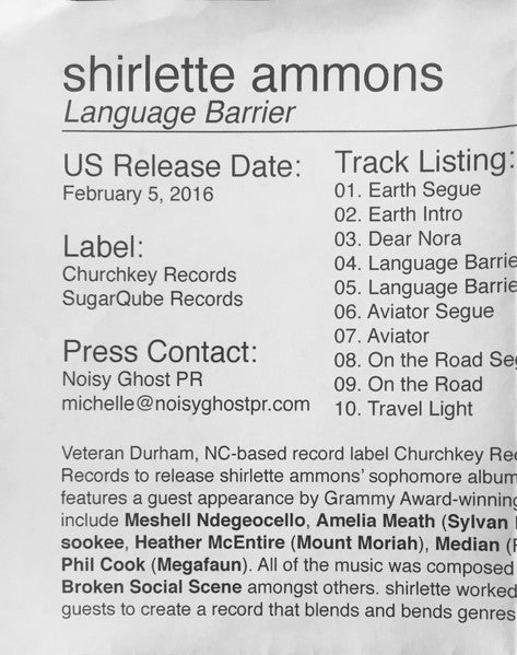 Shirlette Ammons : Language Barrier (CDr, Album, Promo)