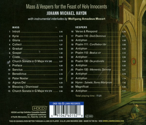 Michael Haydn - The American Boychoir, Members Of The New York Collegium, James Litton : Mass & Vespers For The Feast Of Holy Innocents (HDCD)