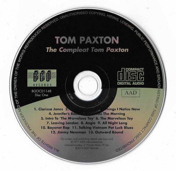 Tom Paxton : The Compleat Tom Paxton (Recorded Live) (2xCD, RM)