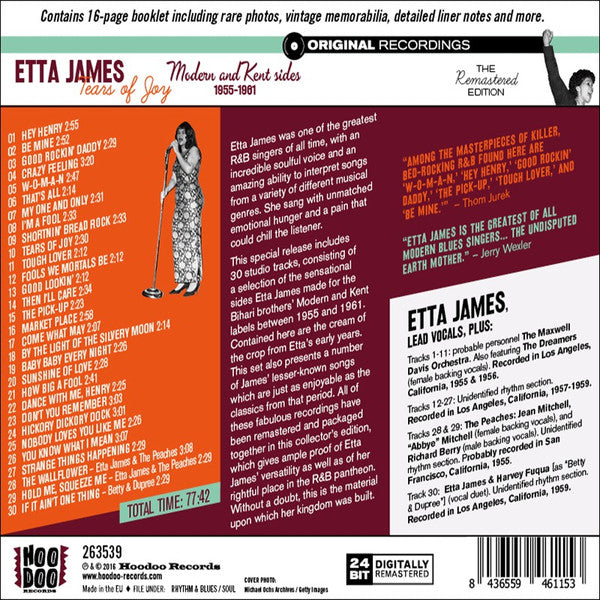 Etta James : Tears Of Joy (Modern And Kent Sides  1955-1961) (CD, Comp, RM)