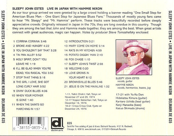 Sleepy John Estes With Hammie Nixon : Live In Japan (CD, Album)