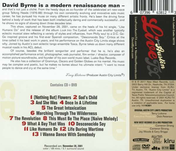 David Byrne : Live From Austin TX (CD, Album + DVD-V)
