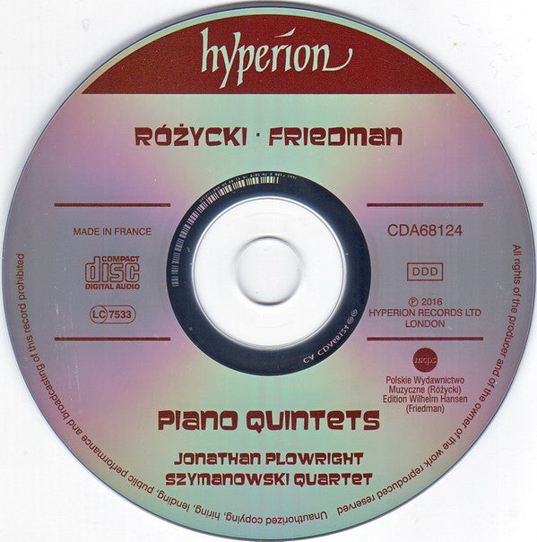 Ludomir Różycki / Ignaz Friedman – Jonathan Plowright, Szymanowski Quartet : Piano Quintets (CD, Album)