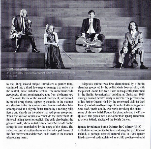 Ludomir Różycki / Ignaz Friedman – Jonathan Plowright, Szymanowski Quartet : Piano Quintets (CD, Album)
