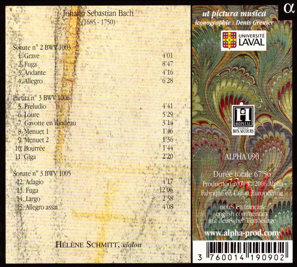 Johann Sebastian Bach - Hélène Schmitt : Sei Solo A Violino Senza Basso Accompagnato - II (CD, Album)