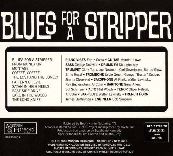 Mundell Lowe : Blues For A Stripper (CD, Album, RE, RM)