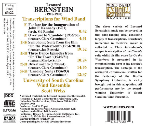 Leonard Bernstein, University of South Carolina Wind Ensemble, Scott Weiss (3) : Transcriptions For Wind Band (CD, Album)