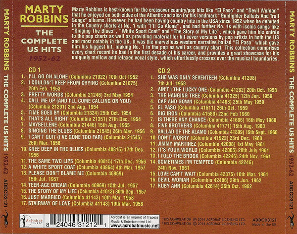 Marty Robbins : The Complete US Hits 1952 - 62 (2xCD, Comp)