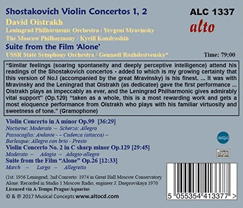 Dmitri Shostakovich, David Oistrach, Evgeny Mravinsky, Kiril Kondrashin : Violin Concertos 1, 2 Suite From ‘Alone’ (CD, Comp)
