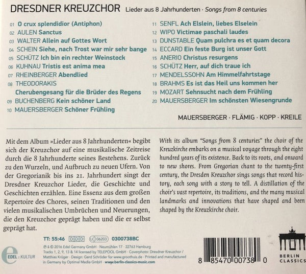Dresdner Kreuzchor : 800 Jahre Dresdner Kreuzchor - Lieder Aus 8 Jahrhunderten  (CD, Album)
