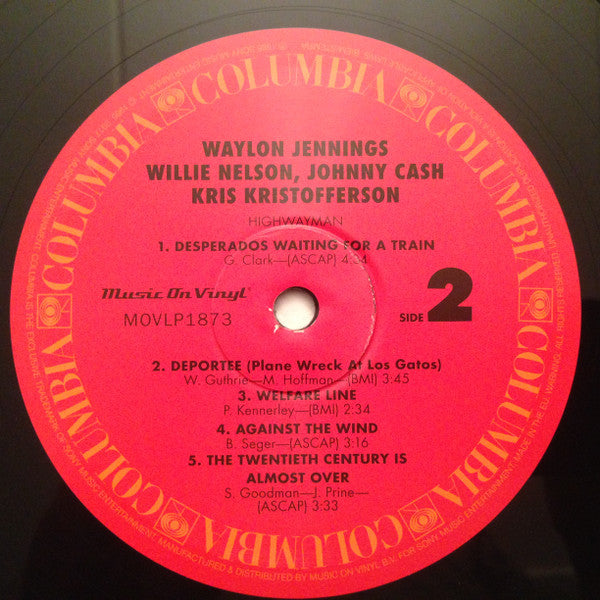 Waylon Jennings • Willie Nelson • Johnny Cash • Kris Kristofferson : Highwayman (LP, Album, RE, 180)