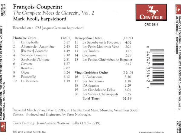 François Couperin, Mark Kroll : The Complete Pièces de Clavecin, Vol. 2 (CD, Album)