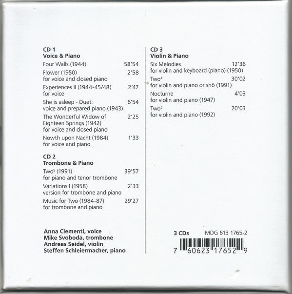 John Cage : Voice & Piano / Trombone & Piano / Violin & Piano (3xCD, RE + Box, Comp)