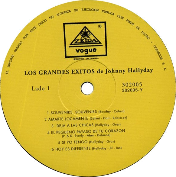Johnny Hallyday : Los Grandes Exitos De Johnny Hallyday (LP, Comp, RE)
