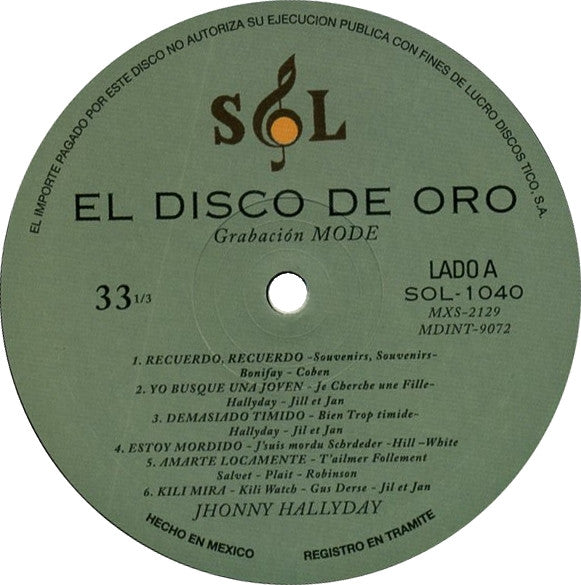 Johnny Hallyday : El Disco De Oro (LP, Comp, Ltd, RE)