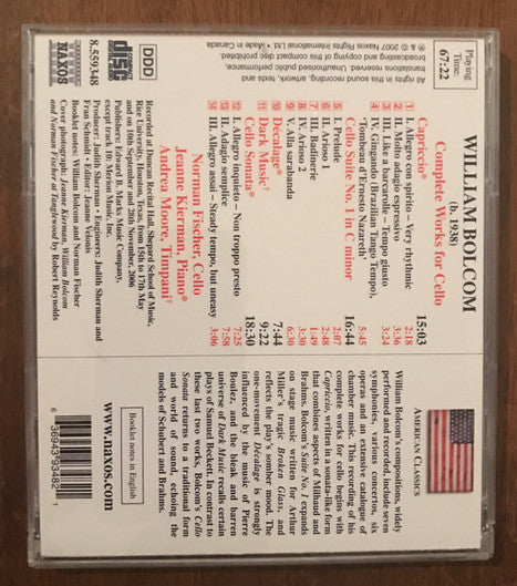 William Bolcom : Complete Works For Cello (CD, Album)