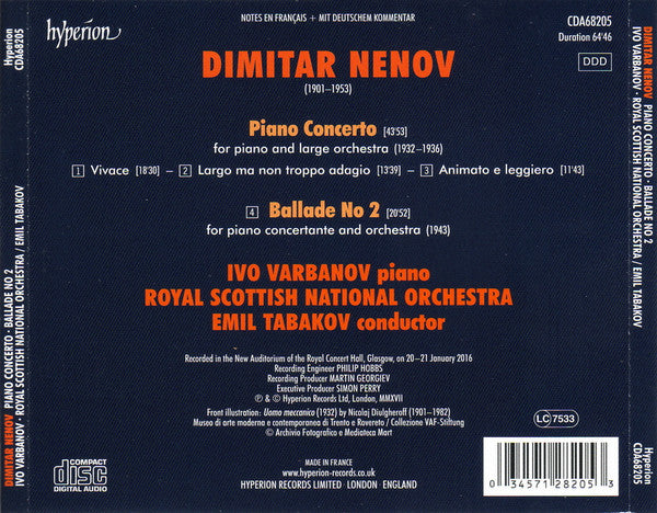 Dimitar Nenov, Ivo Varbanov, Royal Scottish National Orchestra, Emil Tabakov : Piano Concerto • Ballade No 2 (CD, Album)