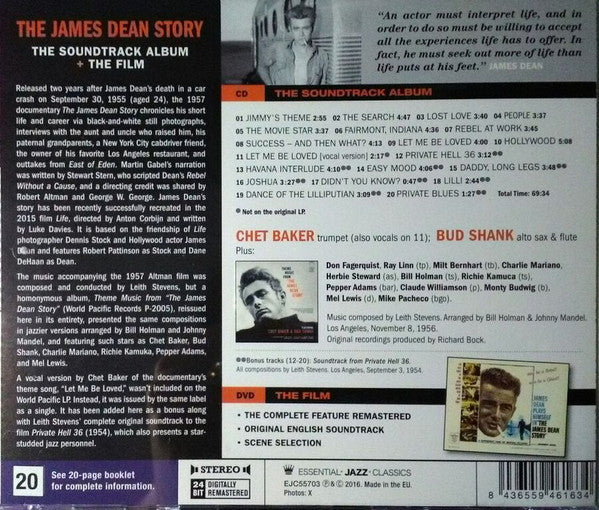 Chet Baker And Bud Shank : The James Dean Story (The Soundtrack Album + The Film) (CD, Album, RE, RM + DVD-V, RM)