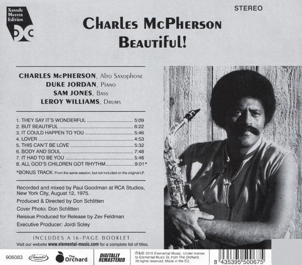 Charles McPherson : Beautiful! (CD, Album, RE, RM)