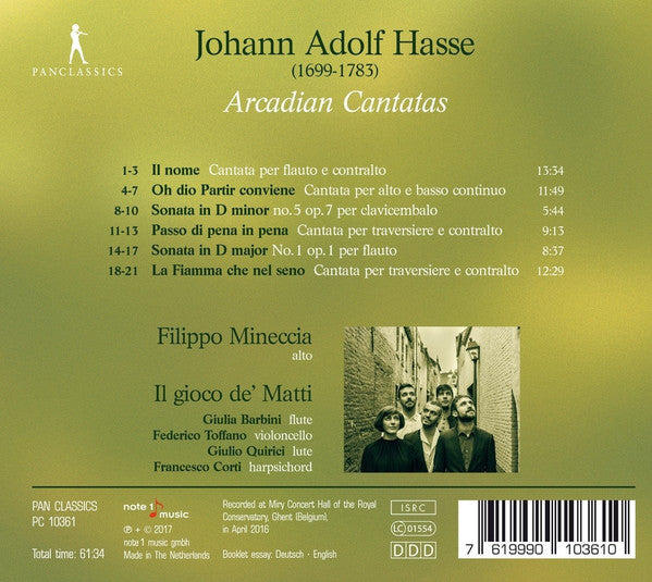 Johann Adolf Hasse, Filippo Mineccia, Il Gioco De' Matti : Arcadian Cantatas (CD, Album)