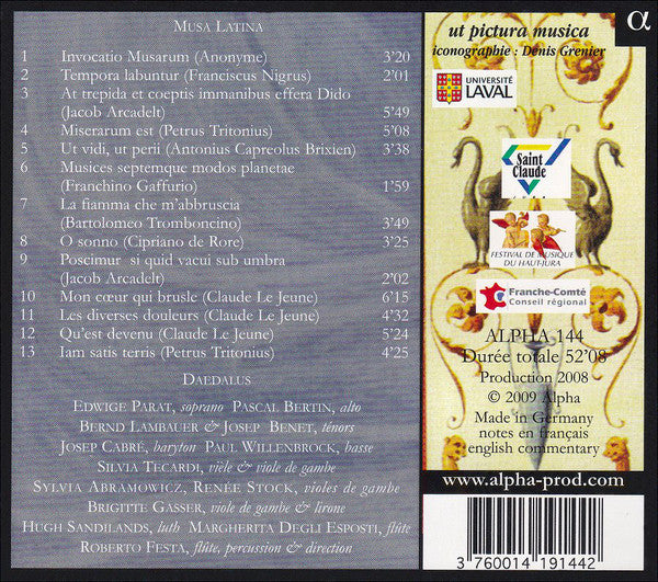 Ensemble Daedalus, Roberto Festa : Musa Latina (L'Invention De L'Antique) (CD, Album)