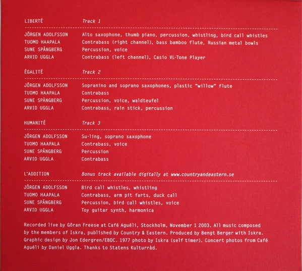 Iskra : Liberté Égalité Humanité (CD, Album)