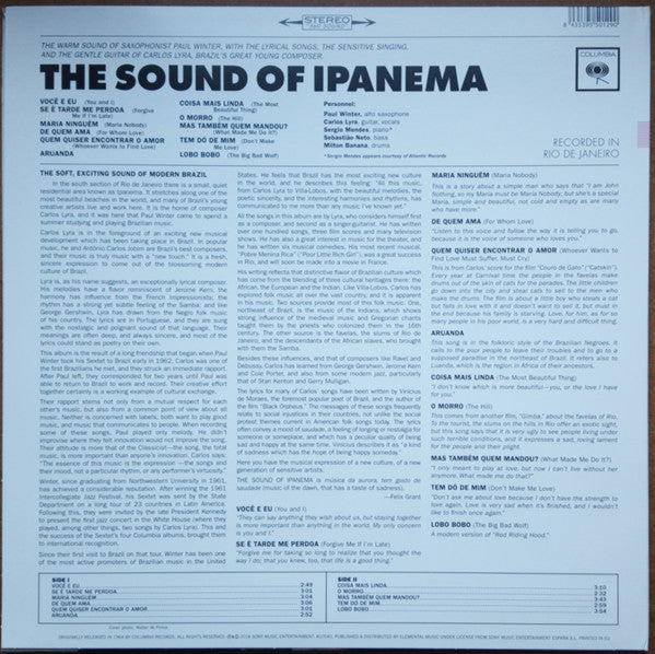 Paul Winter (2) With Carlos Lyra : The Sound Of Ipanema (LP, Album, Ltd, RE, 180)