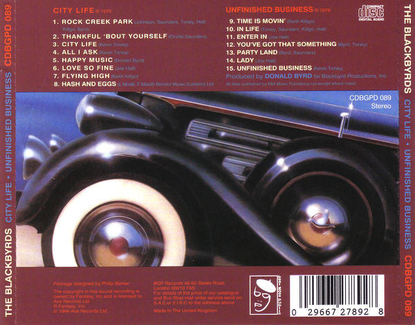 The Blackbyrds : City Life / Unfinished Business (CD, Album, Comp, RE)