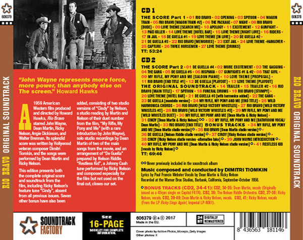 Dimitri Tiomkin : Rio Bravo (Original Motion Picture Soundtrack) (2xCD, Album, RM)