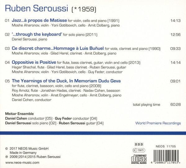 Ruben Seroussi - Daniel Seroussi, Meitar Ensemble, Daniel Cohen (4), Guy Feder : Chamber Music (CD, Album)