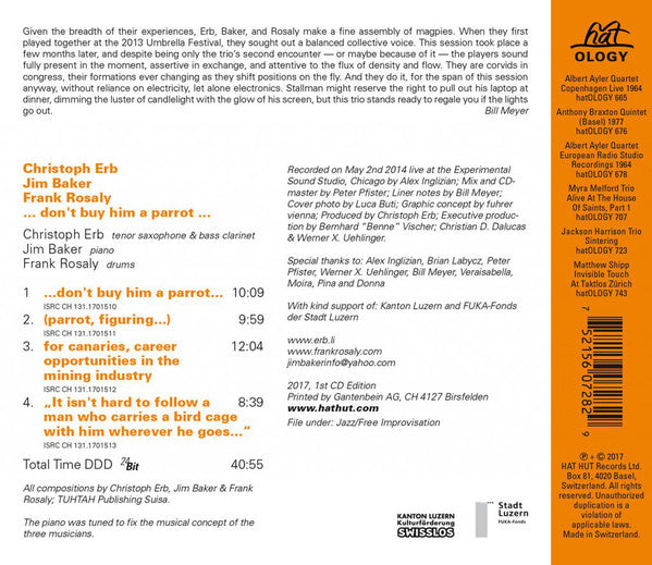 Christoph Erb, Jim Baker, Frank Rosaly : ... Don't Buy Him A Parrot ... (CD, Album)