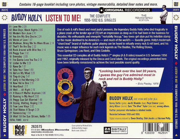 Buddy Holly : Listen To Me! The Complete 1956-1962 U.S. Singles (CD, Comp, RM)
