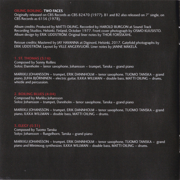 Oiling Boiling : Two Faces (CD, Album)