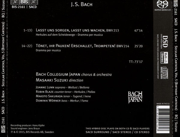 Johann Sebastian Bach, Bach Collegium Japan, Masaaki Suzuki : Birthday Cantatas (SACD, Hybrid, Multichannel, Album)