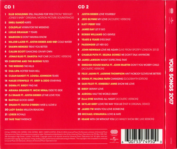 Various : Your Songs 2017 (2xCD, Comp)