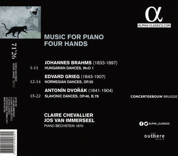 Antonín Dvořák, Edvard Grieg, Johannes Brahms, Claire Chevallier, Jos van Immerseel : Music For Piano Four Hands (CD, Album)