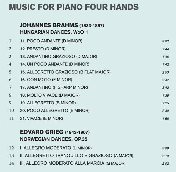 Antonín Dvořák, Edvard Grieg, Johannes Brahms, Claire Chevallier, Jos van Immerseel : Music For Piano Four Hands (CD, Album)